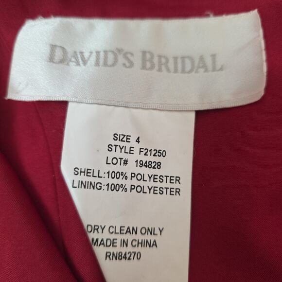 Vintage Y2K Red Maxi Dress W/ Shawl Gown David’s Bridal Sz 4 Beaded Front Demure - Picture 9 of 9